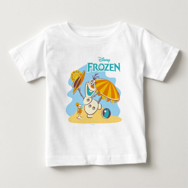 Frozen | Olaf Playing on the Beach Baby T-Shirt (Front)