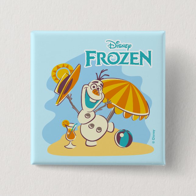 Frozen | Olaf Playing on the Beach Pinback Button (Front)