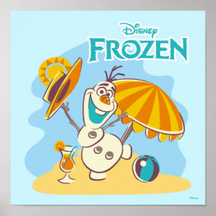 Frozen Olaf Playing on the Beach Poster
