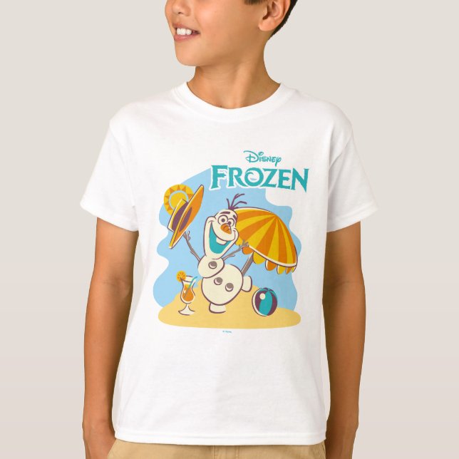 Frozen | Olaf Playing on the Beach T-Shirt (Front)