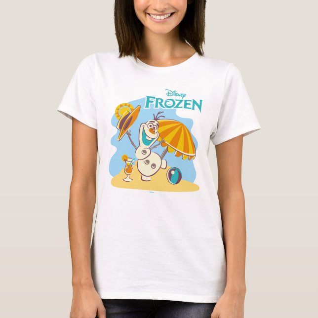 Frozen | Olaf Playing on the Beach T-Shirt (Front)