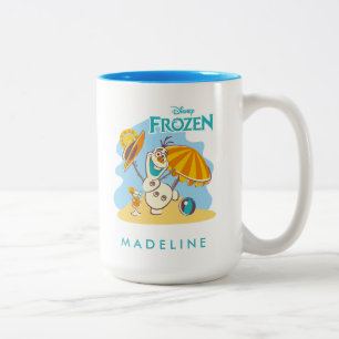 Frozen   Olaf Playing on the Beach Two-Tone Coffee Mug