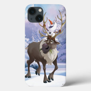 Frozen Olaf sitting on Sven iPhone 13 Case
