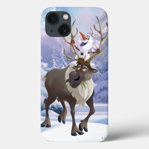 Frozen  Olaf sitting on Sven iPhone 13 Case