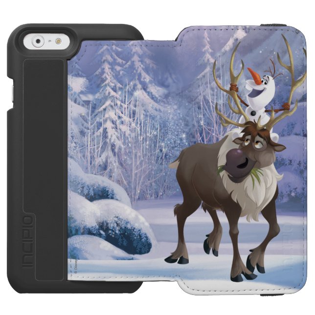 Frozen | Olaf sitting on Sven Incipio iPhone Wallet Case (Folio Open)