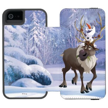 Frozen | Olaf Sitting On Sven Wallet Case For Iphone Se/5/5s by frozen at Zazzle