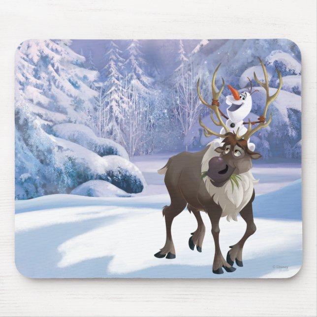 Frozen | Olaf sitting on Sven Mouse Pad (Front)
