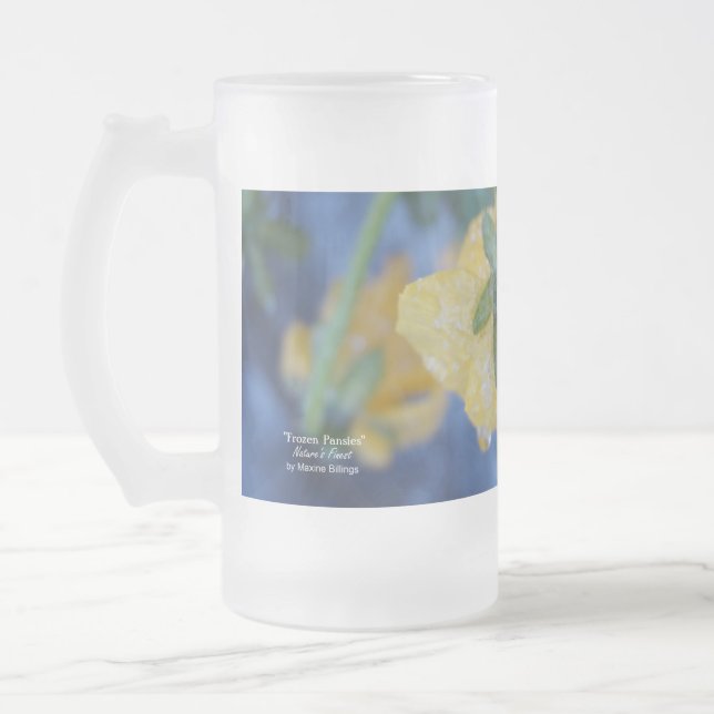 "Frozen Pansies" 16-Oz. Frosted Glass Mug (Left)