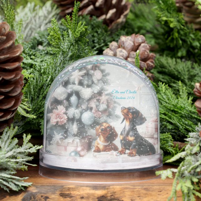 Frozen Pastels Dachshund Christmas  Snow Globe (Winter)