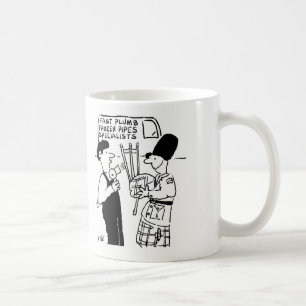 Frozen Pipes - Plumber assists Man with Bagpipes Coffee Mug