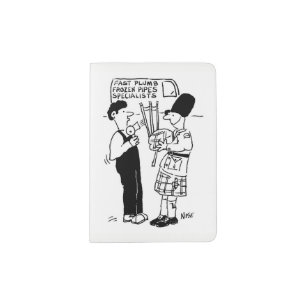 Frozen Pipes - Plumber assists Man with Bagpipes Passport Holder