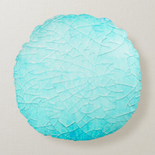 Frozen pond turquoise  round pillow