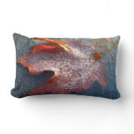Frozen Red Maple Leaf Late Autumn Nature Lumbar Pillow