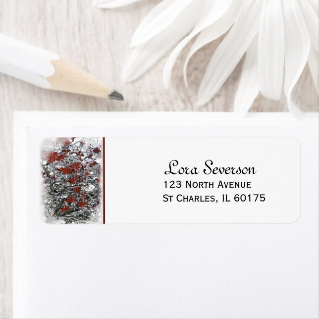 Frozen Red Winter Berries Return Address Label (Insitu)