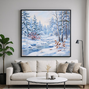 Frozen River - Landscape Painting Art Style Poster