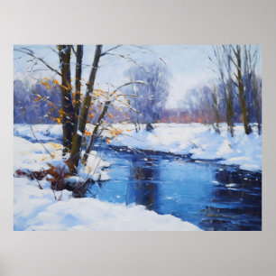 Frozen Riverbanks in the Havelland Landscape Poster