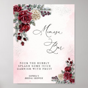 Frozen Roses Winter Bridal Shower Mimosa Bar Sign