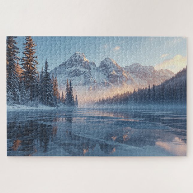 Frozen Serenity – Majestic Winter Lake Landscape Jigsaw Puzzle (Horizontal)