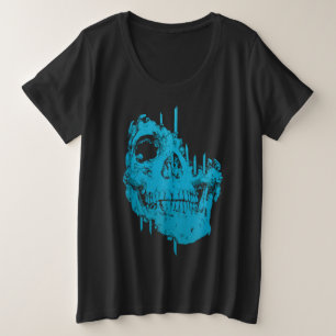 Frozen Skull: Eerie Blue Decay Plus Size T-Shirt