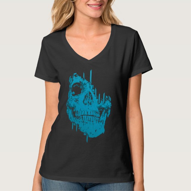 Frozen Skull: Eerie Blue Decay T-Shirt (Front)