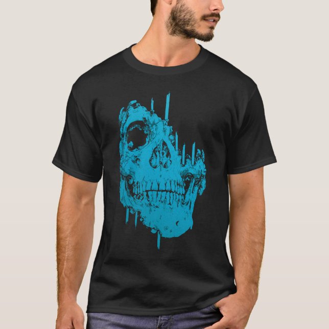Frozen Skull: Eerie Blue Decay T-Shirt (Front)