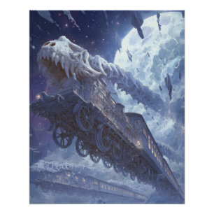 Frozen Sky Fortress Amidst Cosmic Storm Poster
