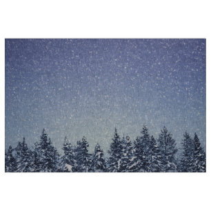 Frozen Snow Winter Forest Scene Fabric