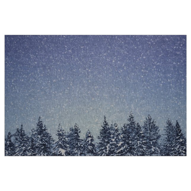 Frozen Snow Winter Forest Scene Fabric (Yard)