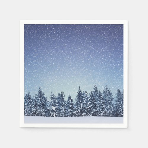 Frozen Snow Winter Forest Scene Napkins