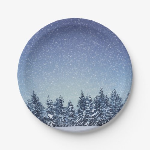 Frozen Snow Winter Forest Scene Paper Plates