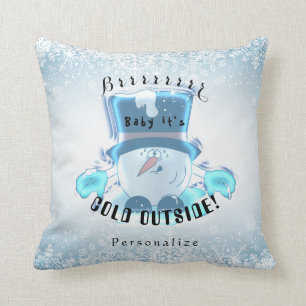 Frozen Snowball Guy - Brrr Baby it's Cold Outside Throw Pillow