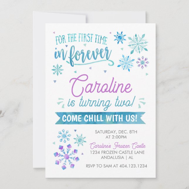 Frozen Snowflake Invitation (Front)