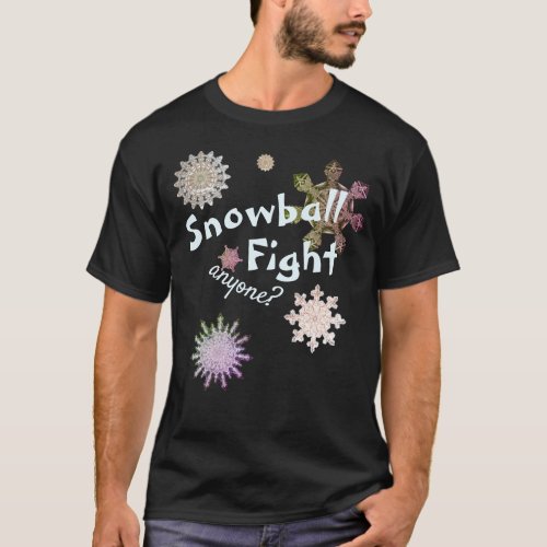 Frozen Snowflake Snowball Fight Dark T_Shirt