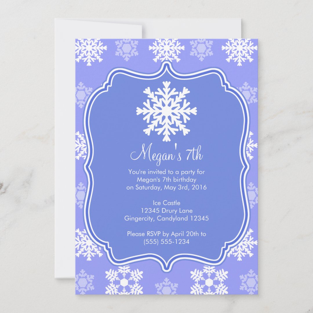 Frozen Snowflake Winter Snowman Birthday Invitation | Zazzle