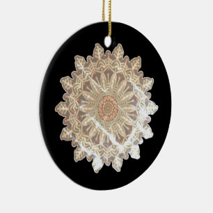 Frozen Snowflakes Gleam #6 Ceramic Ornament