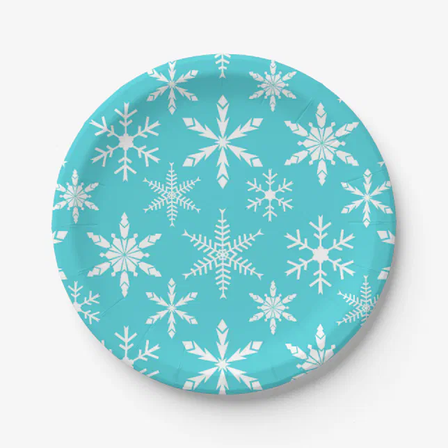 Frozen Snowflakes Pattern Holiday Paper Plates Zazzle