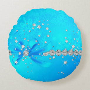 Frozen Snowflakes Round Pillow