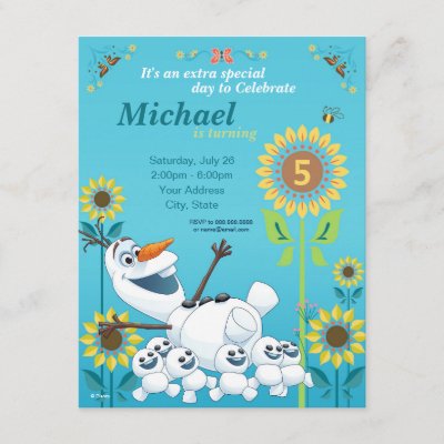 Frozen Summer Olaf Birthday Party Invitation