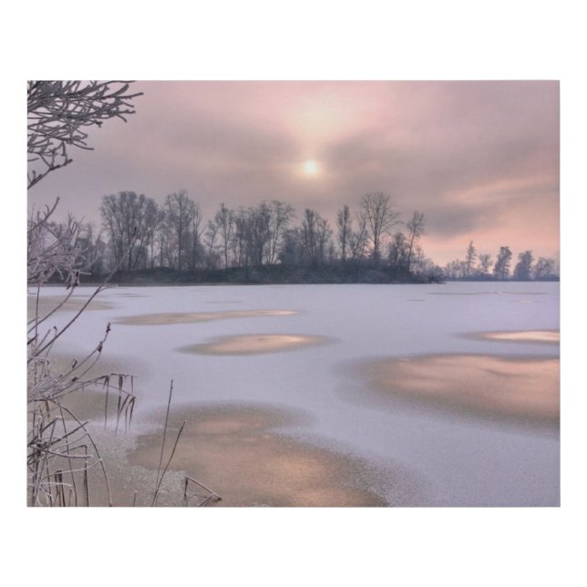 Frozen Surface | Po River, Piedmont, Italy Faux Canvas Print (Front)