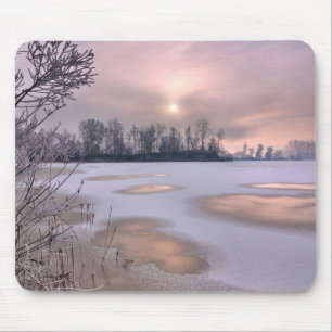 Frozen Surface Po River, Piedmont, Italy Mouse Pad