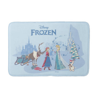 Frozen | Sven, Anna, Elsa & Olaf Blue Pastels Bathroom Mat