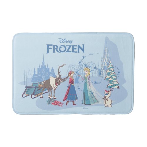 Frozen  Sven Anna Elsa  Olaf Blue Pastels Bathroom Mat