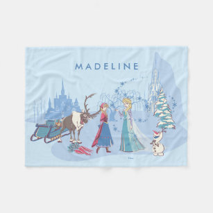 Frozen   Sven, Anna, Elsa & Olaf Blue Pastels Fleece Blanket