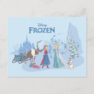 Frozen   Sven, Anna, Elsa & Olaf Blue Pastels Postcard