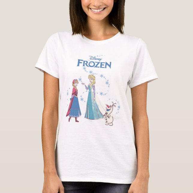 Frozen | Sven, Anna, Elsa & Olaf Blue Pastels T-Shirt (Front)