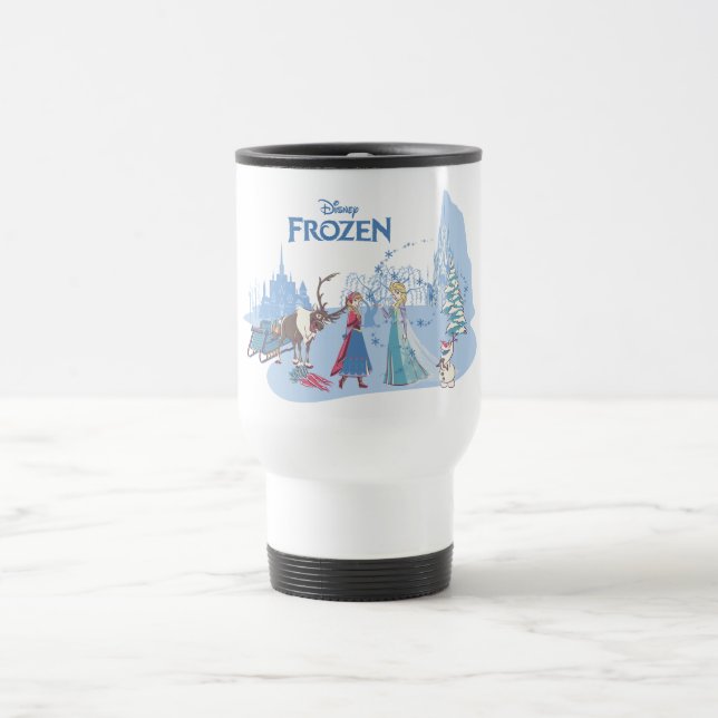 Frozen | Sven, Anna, Elsa & Olaf Blue Pastels Travel Mug (Center)