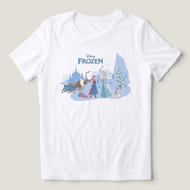 Frozen | Sven, Anna, Elsa & Olaf Blue Pastels Tri-Blend Shirt (Design Front)