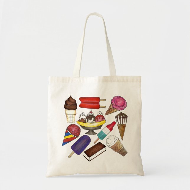 Frozen Treats Ice Cream Popsicle Sundae Split Tote Bag (Front)