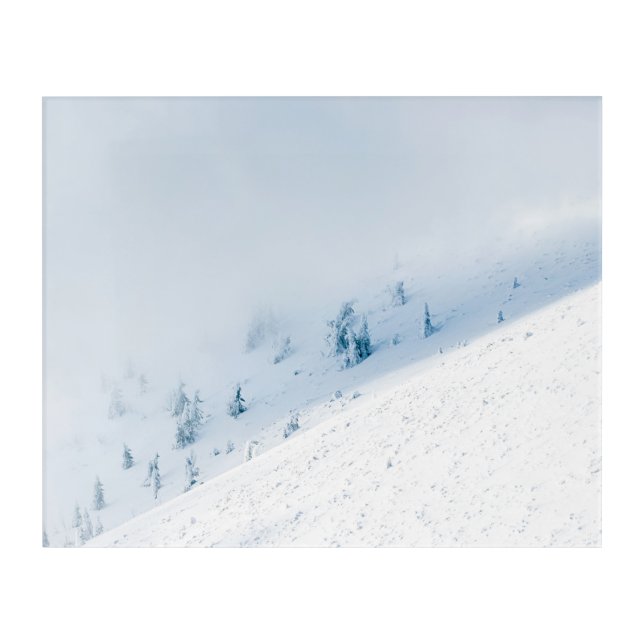 Frozen trees sun and clouds in the mountains acrylic print (Front)