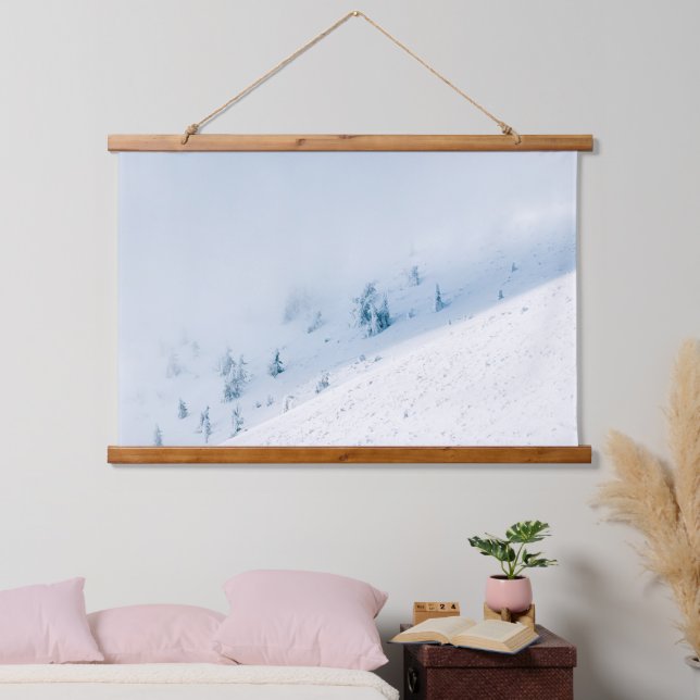 Frozen trees sun and clouds in the mountains hanging tapestry (Bedroom)